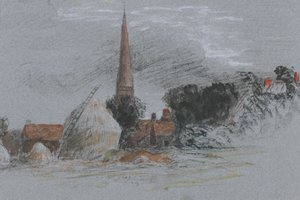 Landscape Study: A Haystack Near a Church